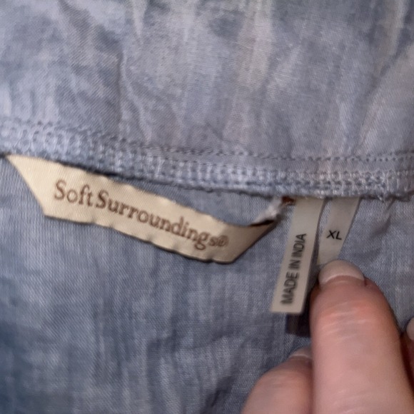 Soft Surroundings Women's Long Sleeve Sequin V Neck Cotton Top Garment Dyed XL - Picture 2 of 9